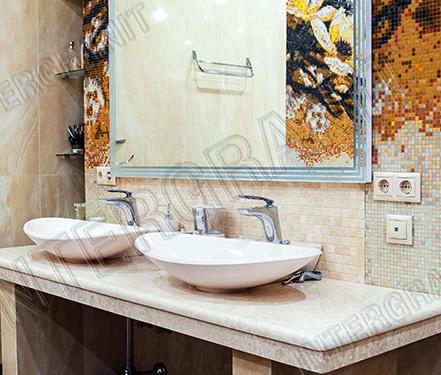 Столешница в ванной комнате из мрамора Боттичино Фиорито